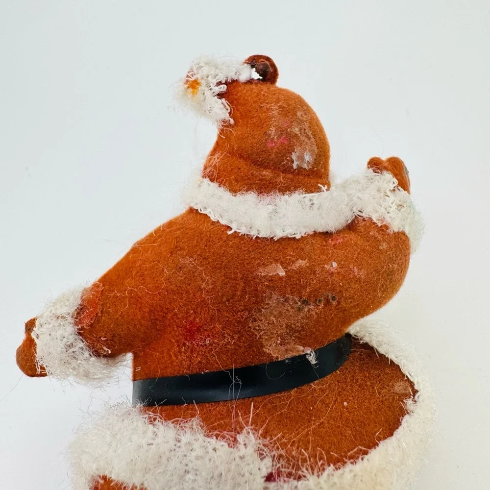 Vintage Christmas Flocked Dancing Santa Ornament Blow Mold